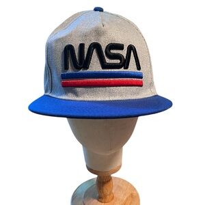 Nasa Space Center Logo Snapback Trucker Hat Baseball Cap Gray Blue
